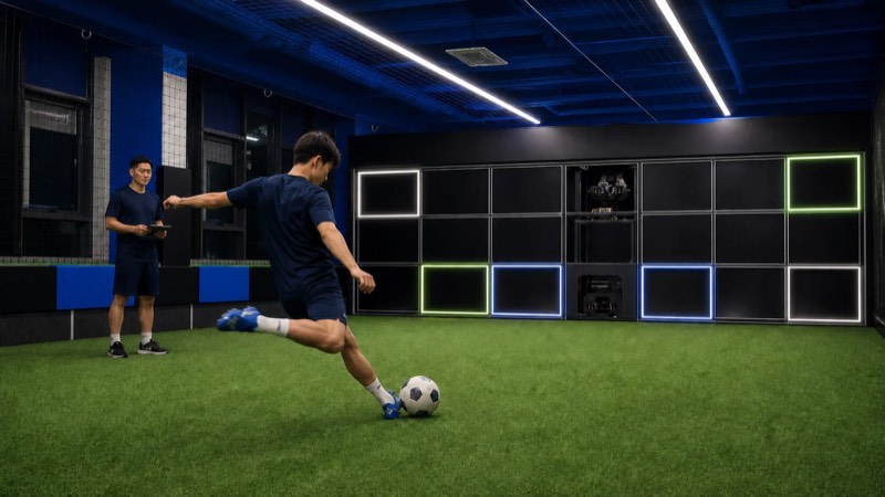 FootballZon elite training with shots at LED targets